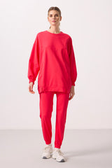 <tc>Ensemble tunique de survêtement femme oversize Viva rouge, col rond, basique - 95347</tc>