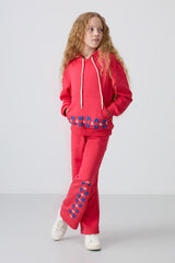 <tc>Survêtement Fille Écru en Coton à Intérieur Doux Texturé, Imprimé et Oversize - 75147</tc>