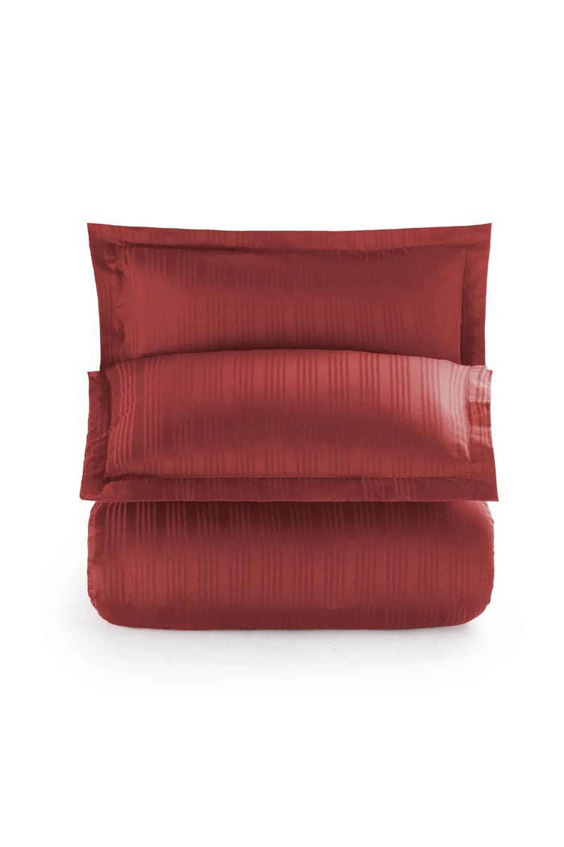 Ensemble de literie Pierre Cardin Rayé Satin Voyage Double Redberry