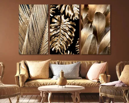 tableau abstrait de 3 morceau blanc noir 130/70 cm