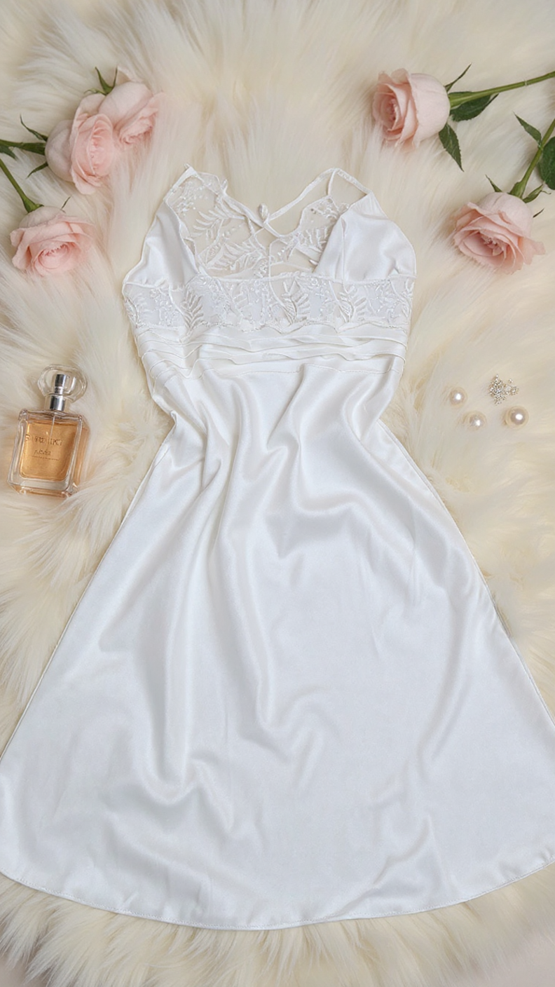 Nightgown set 218 -Silky Women’s Satin & Lace 2-Piece Nightwear Set Erotica