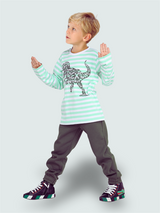 yeşil yazili dino jogger +t-shirt takim