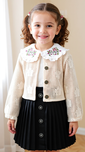 Elegant Girls' 3-Piece Set - Skirt, Blouse & Knit Jacket Justyol