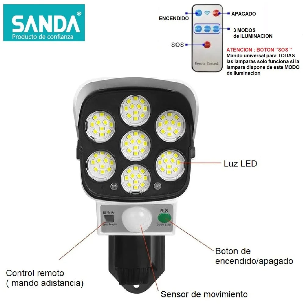 Lampe Solaire Murale LED avec Détecteur de Mouvement et Télécommande