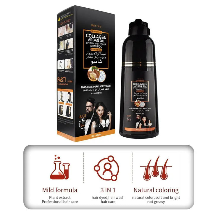 Shampoing Colorant Rapide à l’Huile d’Argan 400 ml – Couleur Intense et Soin Nourrissant