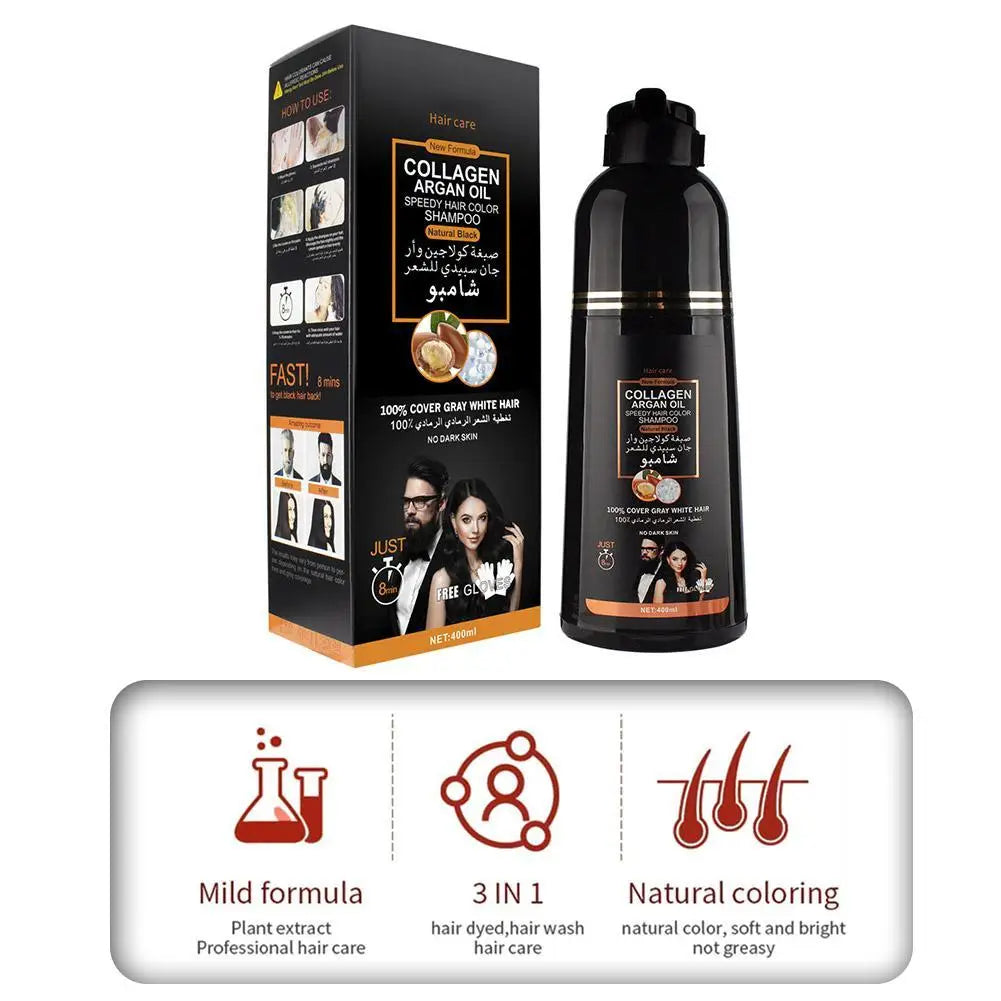 Shampoing Colorant Rapide à l’Huile d’Argan 400 ml – Couleur Intense et Soin Nourrissant