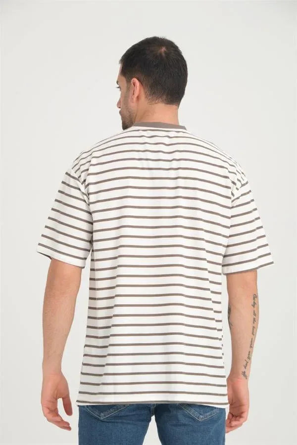 t‑shirt oversize homme rayé col enveloppe